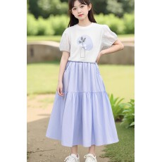 批发女童休闲纯色半身裙儿童裙子<b class='q'>夏</b>季百搭新款中大童女孩洋气<b class='q'>夏</b>装长裙