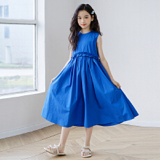 批发夏季童装女女童连衣裙夏季新款<b class='q'>韩版</b>宽松儿童森系设计感工装裙子潮