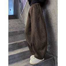 批发女童加绒裤子冬款儿童洋气豹纹裤加厚休闲裤百搭新款女大童弯刀裤