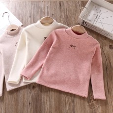 批发女童打底衫秋冬百搭新款加绒上衣保暖洋气半高领中大儿童长袖<b class='q'>T</b><b class='q'>恤</b>