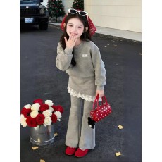 女童套装春秋季百搭新款儿童洋气女孩喇叭裤中大童春装卫衣两件套