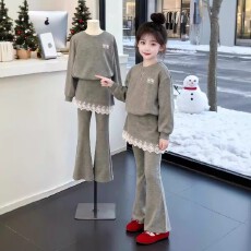 女孩卫衣套装百搭新款潮流春季韩系穿搭喇叭裤两件显瘦洋气套装