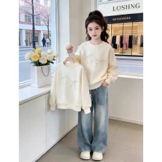 批发女童卫衣<b class='q'>春</b>装百搭新款儿童早<b class='q'>春</b>洋气上衣女大童超好看打底衫<b class='q'>春</b>秋款