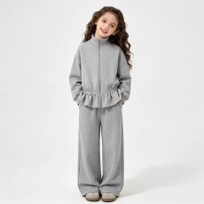 批发女童<b class='q'>百</b>搭春季套<b class='q'>装</b>新款中大童甜美灰色时尚卫衣宽松洋气长<b class='q'>裤</b>两件套