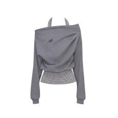 批发韩系格纹假两件<b class='q'>衬衫</b>女春季穿搭拼接背心<b class='q'>衬衣</b>收腰显瘦设计感<b class='q'>上衣</b>潮