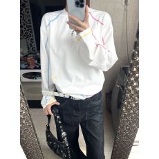 批发220g纯棉 美式印花圆领长袖<b class='q'>t</b><b class='q'>恤</b>女2025新款秋季明线宽松小众上衣潮