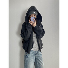 批发纯棉华棉刷毛<b class='q'>连帽衫</b>卫衣外套女秋冬季宽松长袖上衣潮