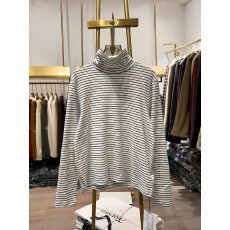 批发280g德绒半高领打底衫女2025秋<b class='q'>冬</b>新款加厚保暖上衣条纹长袖t恤