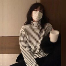批发不减价280g德绒<b class='q'>条纹</b><b class='q'>打底衫</b>女秋冬内搭磨毛加厚保暖ins潮牌长袖t恤