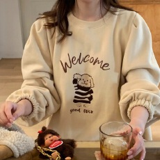 批发ins甜美<b class='q'>可爱</b>少女卡通加绒加厚<b class='q'>连衣裙</b>