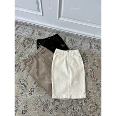 批发3/4「曲线公式」休闲感卷边设计 弹力包臀修身显瘦后开叉牛仔中裙