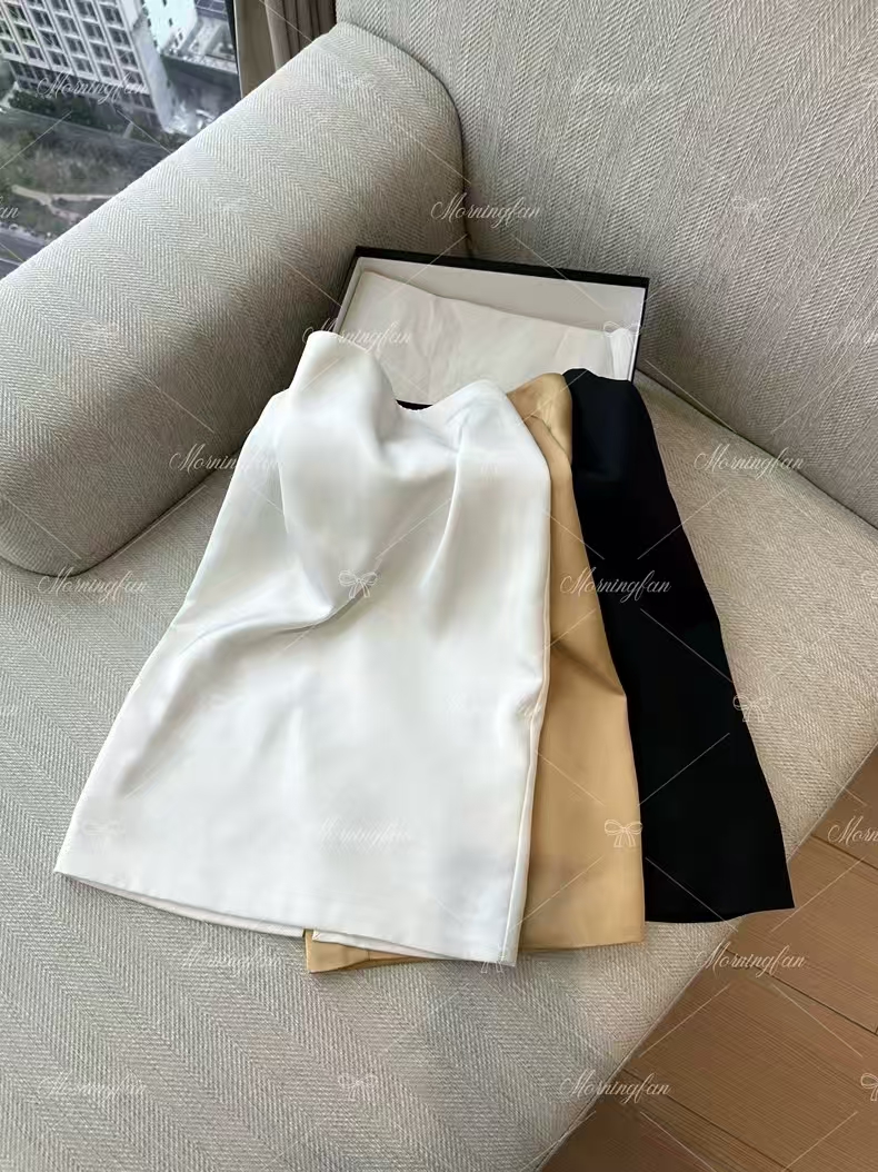 익스트림 제인 다용도 왕 로우 프로파일 ~ 중 세련된 광택 모방 아세트산 새틴 다용도 품격 이후 트임 중간 스커트