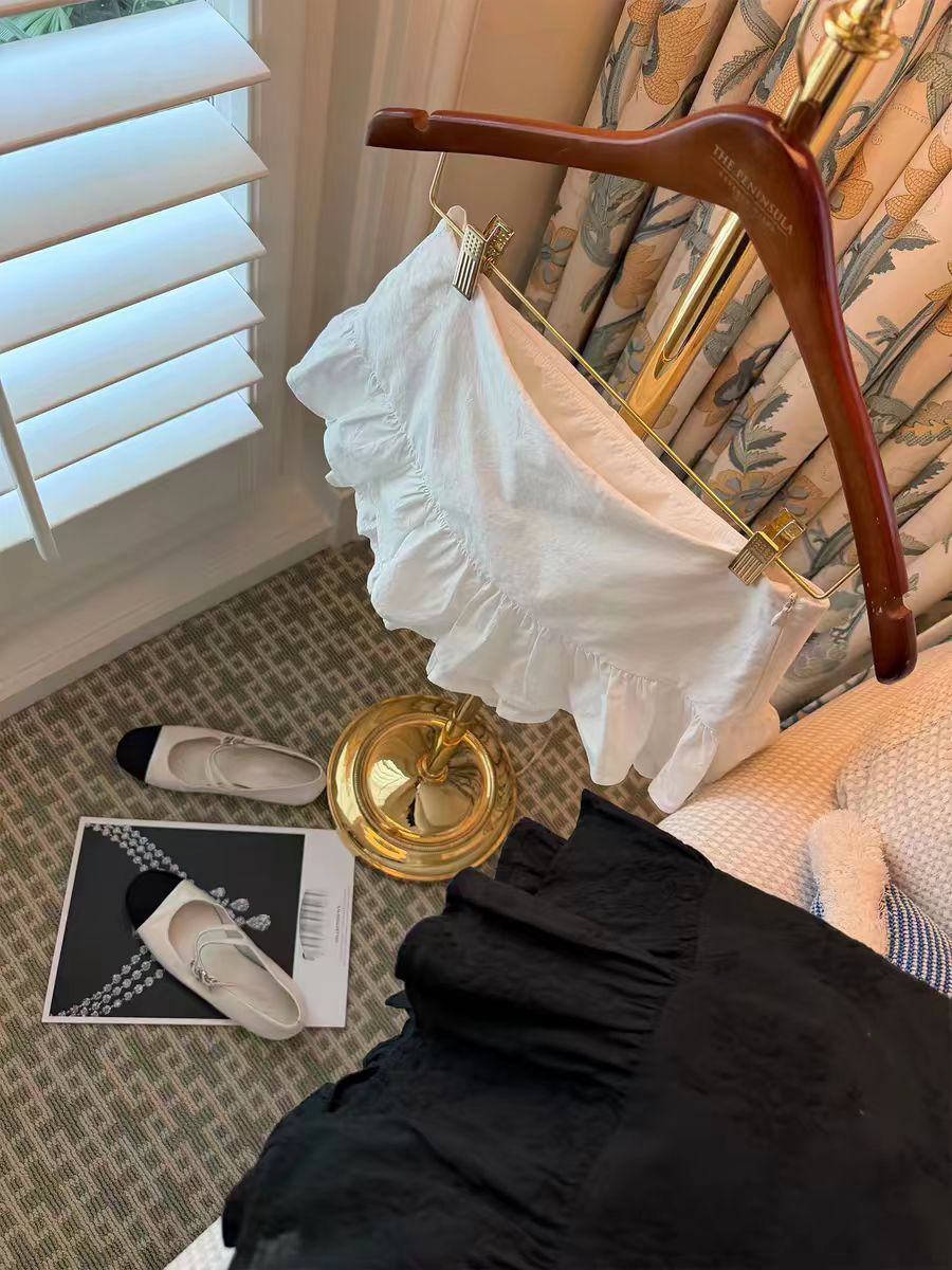 3 점 달콤한 똑똑한 소녀 센스 라이 경기 서울 이중층 레이스 만 가져 가라. 쇼트 스타일 한 여성 분위기 센스 짧은 치마바지