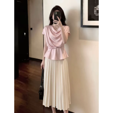 批发法式优雅风设计感V领粉色短袖衬衫春季新款温柔气质减龄百搭上衣