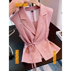 批发轻熟法式风粉色无袖马甲女收腰显瘦<b class='q'>通勤</b>上衣设计感超好看2026新款