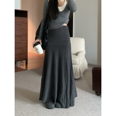 批发实拍实价~设计感小众褶皱半身裙高腰气质包臀鱼尾长裙