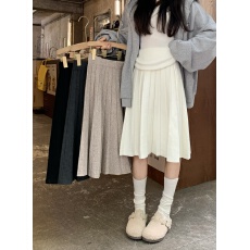 批发实拍实价~百褶针织裙高腰A字百褶显瘦半身裙