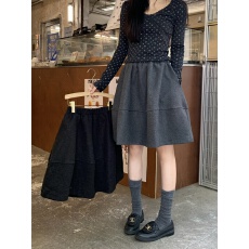 批发实拍实价~秋冬毛新款休闲毛呢花苞裙百搭显瘦A字半身裙蓬蓬裙