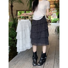 批发实拍实价~新款<b class='q'>韩版</b>波点A字裙高腰显瘦不规则层次蛋糕中裙