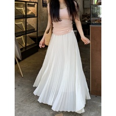 批发实拍实价~ 新款白色大摆长裙百褶裙