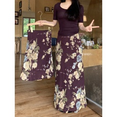 批发实拍实价~美拉德复古风油画碎花鱼尾裙半身裙