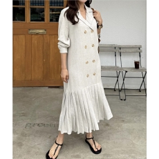 批发法式<b class='q'>优雅</b>百褶西装式长款<b class='q'>连衣裙</b>