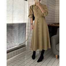 批发韩国chic 复古气质斗篷拼接式系带<b class='q'>泡泡袖</b>收腰<b class='q'>连衣裙</b>