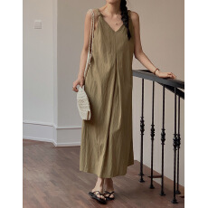 批发韩国chic夏季气质优雅无袖连衣裙女显瘦长裙