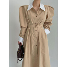 批发韩式复古气质<b class='q'>撞色</b>拼接宽松系<b class='q'>连衣裙</b>