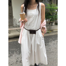 批发新款法式方领花边背心<b class='q'>连衣裙</b>