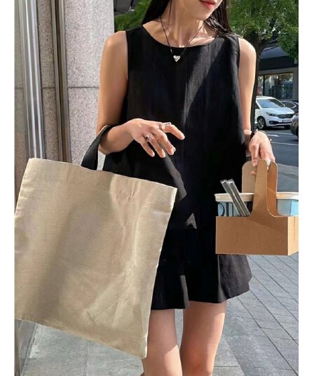 미니멀리즘 여름 새로운 이후 부서 버클 캐미솔 마 재료 반바지 세트 투피스 세트