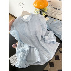 批发实拍 2026年法式新款<b class='q'>设计</b>感立领荷叶边衬衫女显瘦气质上衣