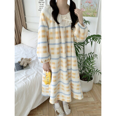 批发实拍实价 韩系简约舒适睡衣花边睡裙宽松慵懒家居服