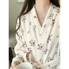 批发实拍实价 韩系小碎花简约舒适睡衣休闲宽松慵懒睡袍家居服