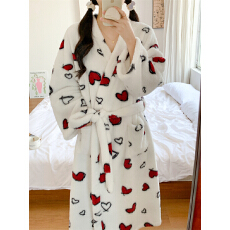 批发实拍实价 韩系爱心简约舒适睡衣休闲宽松睡袍家居服