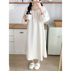 批发实拍实价 韩系圆点简约舒适睡裙休闲宽松慵懒家居服