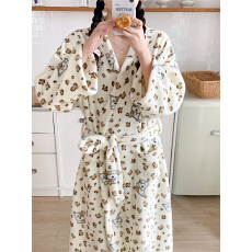 批发实拍实价 冬季新款毛毛睡衣女韩系卡通家居服睡袍