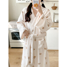 批发实拍实价 冬季新款毛毛睡衣女韩系卡通家居服睡袍