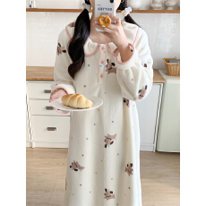 批发实拍实价 冬季新款毛毛睡衣女韩系卡通家居服睡裙