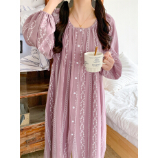 批发实拍实价 春季新款睡衣韩版宽松长袖休闲家居服睡裙