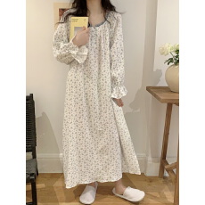 批发实拍实价春装新款棉纱花朵花边<b class='q'>连衣裙</b>家居服睡衣