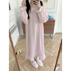实拍实价 2026早春娃娃领可爱公主风草莓印花睡衣家居服睡裙