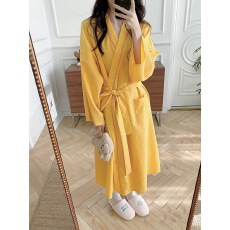 批发实拍实价 2026早春格子撞色加长宽松睡袍浴袍睡裙睡衣家居服