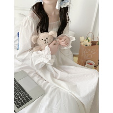 批发实拍实价INS<b class='q'>春</b>装新款提花纯色花边连衣裙睡裙