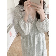 批发实拍实价 2026春季新款睡袍女宽松日系大码长款双层纱睡衣家居服