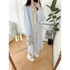 批发实拍实价 2026春季纯色系带提花纯棉睡衣女套装睡裙可爱<b class='q'>家居服</b>