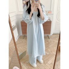 批发实拍实价 2026春季新款甜美花边纯棉纱布可爱波点<b class='q'>家居服</b>睡衣套装