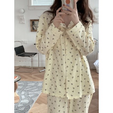 批发实拍实价 2026春季新款睡衣女<b class='q'>长袖</b>开衫波点爱心<b class='q'>家居服</b>两件套装