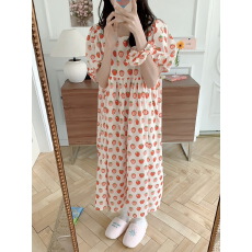 批发实拍实价 2026公主短袖裙草莓家居服泡泡袖睡衣女可外穿送发圈