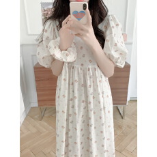 批发实拍实价 2026新款短袖裙小狗家居服蝴蝶结印花睡衣可外穿送发圈